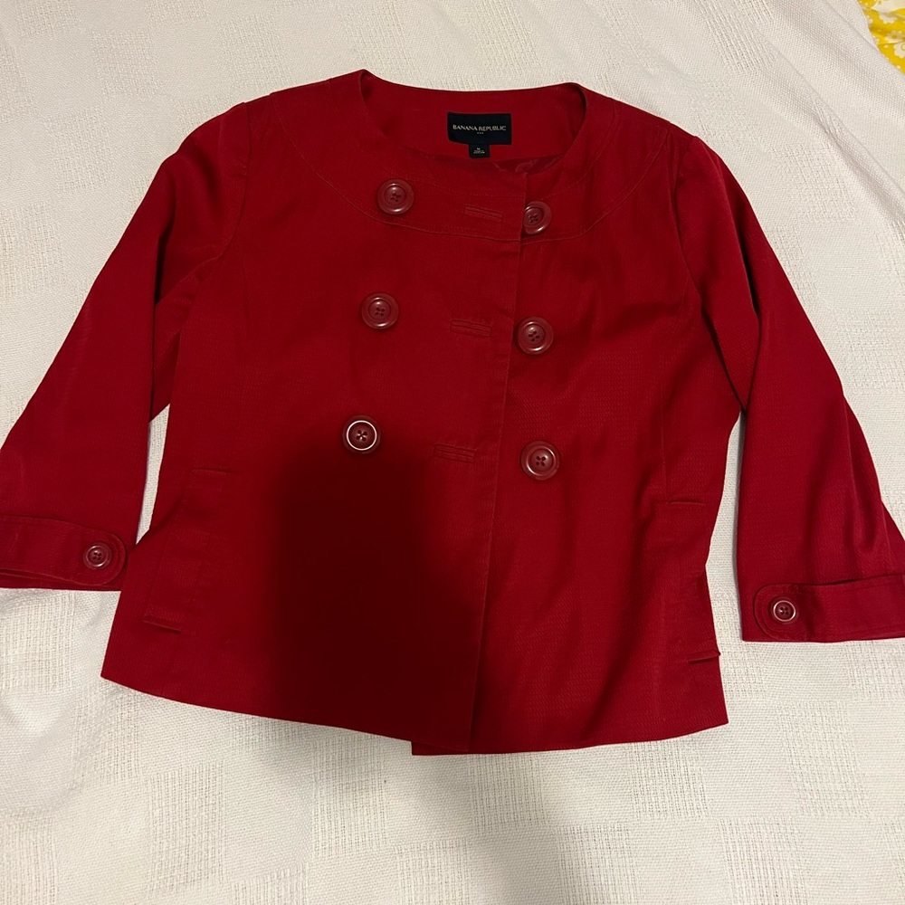 Red cropped blazer Banana Republic M